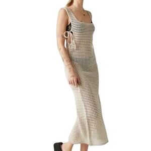 long white long sleeve dress LONG OFF-WHITE DRESS WITH LONG SLEEVES main image 1
